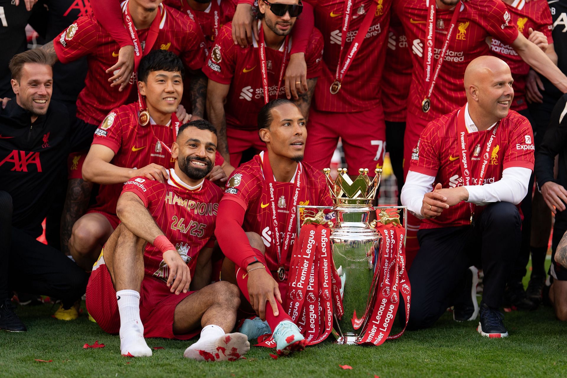 Liverpool celebrate their second Premier League title.